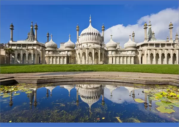 Brighton Royal Pavilion with reflection, Brighton, East Sussex, England, United Kingdom, Europe