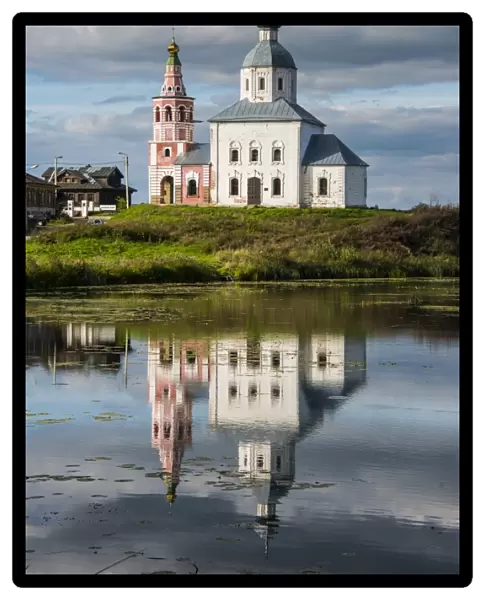 Abandonded church reflecting in the Kamenka River in the UNESCO World Heritage Site, Suzdal, Golden Ring, Russia, Europe