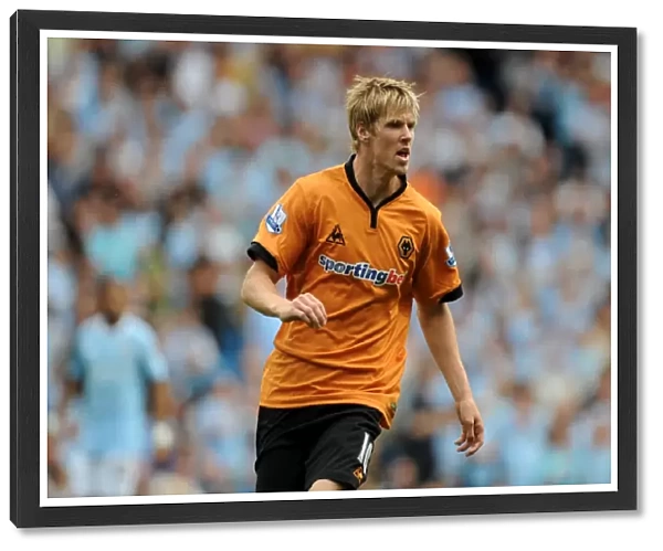 Andy Keogh at City of Manchester Stadium: A Determined Striker's Battle (Premier League, 22 / 8 / 09 - Manchester City vs. Wolverhampton Wanderers)