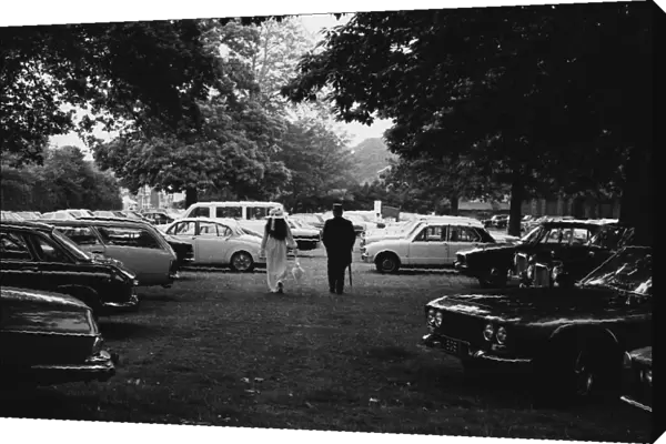 Racegoers arrive in the car park at Royal Ascot, 1973