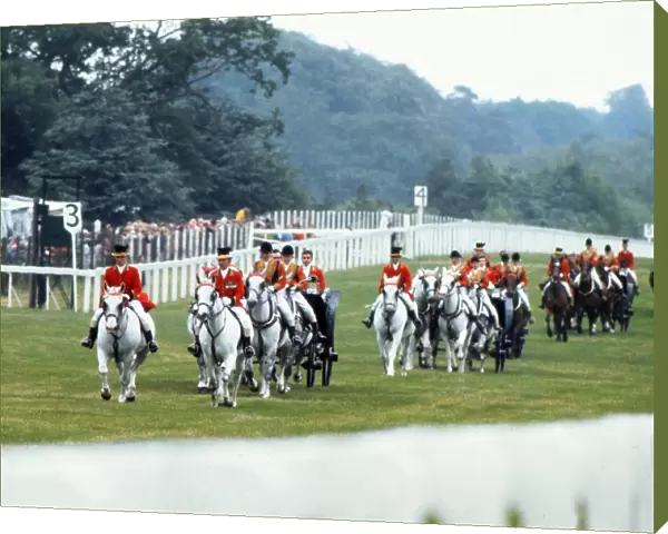 The Royal procession brings The Queen to the races, 1973