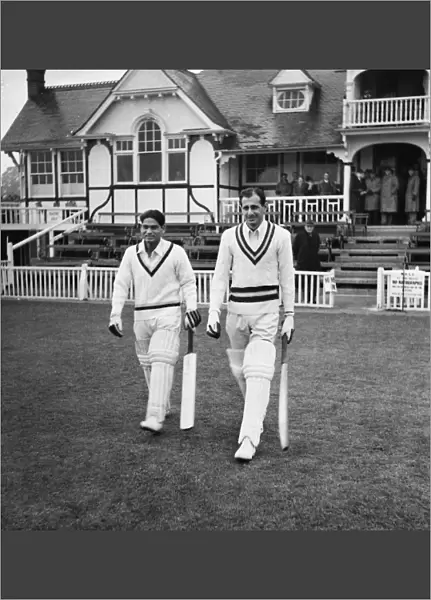 Gul Mohamed and Rusi Modi come out to bat for All India - 1946 Tour of England