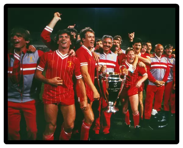 Liverpool players celebrate winning the 1984 European Cup