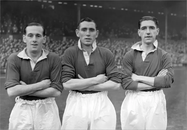 Exeter City players Denis Hutchings, Peader Peter Fallon, and Richard Smart in 1950