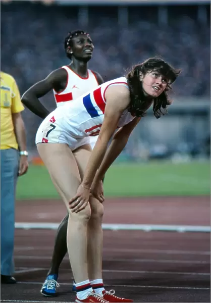 Kathy Smallwood and Beverley Goddard after the 1980 Olympic 200m final