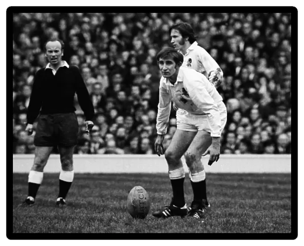 Englands Alan Old prepares to kick against Wales - 1972 Five Nations