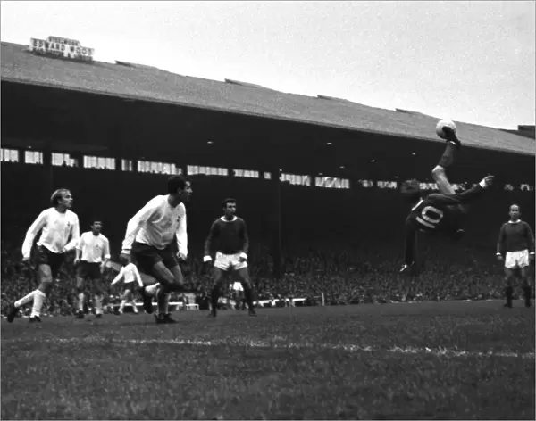 Uniteds Denis Law attempts an overhead-kick against Spurs in 1967