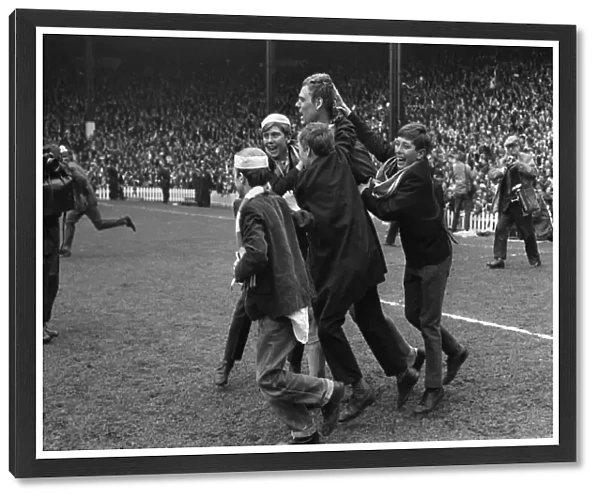 Everton goalkeeper Gordon West is congratulated by young fans after victory over Leeds - 1968 FA Cup