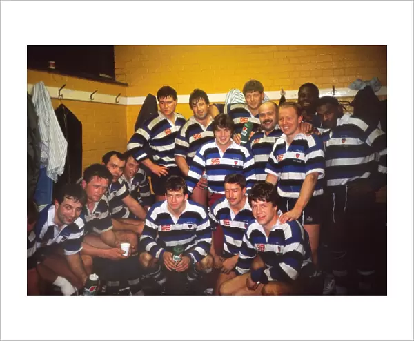 Bath celebrate a victory over Wasps - 1989  /  90 season