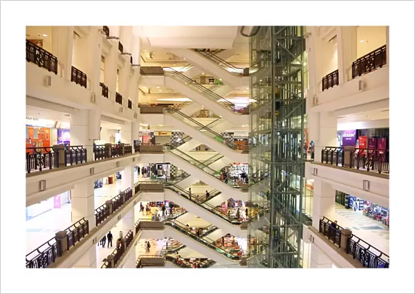 Escalators at the Barjaya Times Square city centre shopping mall in Kuala Lumpur, Malaysia