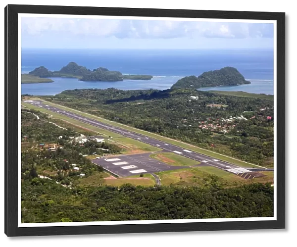 Aerial view of Koror Airport, Koror Island, Republic of Palau, Micronesia, Pacific Ocean