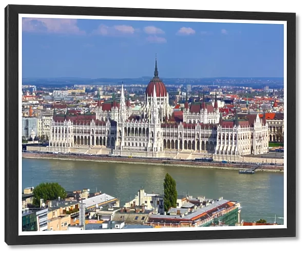 The Hungarian Parliament Building, the Orszaghaz, and the River Danube in Budapest