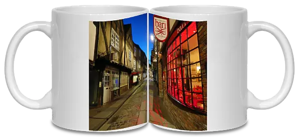 Shambles street scene with Tudor style buildings in York, Yorkshire, England
