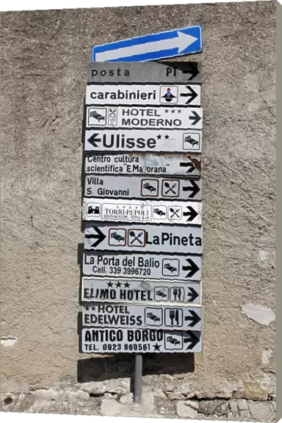 Signpost in Erice, Sicily, Italy