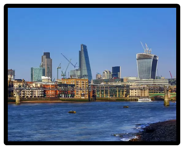 River Thames and the City of London skyline in London, England