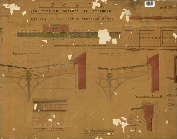 LB&SCR Mew Station Offics at Sydenham - Details of Plaform & Verandah Roofs [1875]