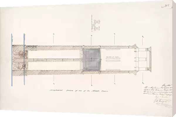 Britannia Bridge. Longitudinal Section of One of the Middle Towers
