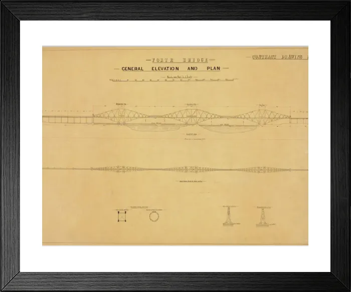 Framed Print : Forth Bridge General Elevation Print Framed Print : Forth Bridge General Elevation Print