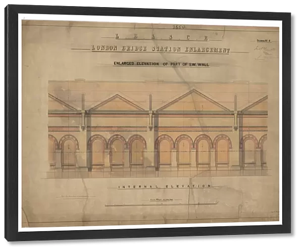 LB&SCR London Bridge Station Enlargement - Enlarged Elevations of Part of Wall, External Elevation (01  /  1865)
