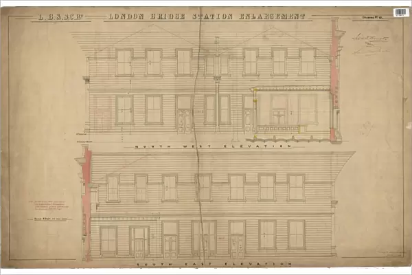 LB&SCR London Bridge Station Enlargement - North West Elevation, South East Elevation (21  /  12  /  1864)