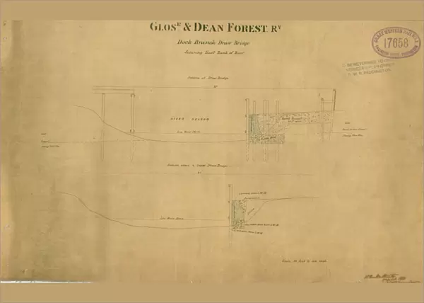 Gloucester and Dean Forest Railway. Dock Branch Draw Bridge. Securing East Bank of River (1853)