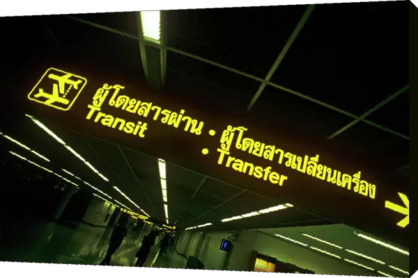 Transit signs at Bangkok Airport Thailand