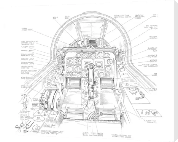 North American F-86E Sabre cockpit Cutaway Drawing