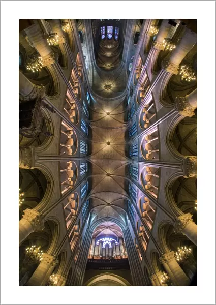 Ceiling of the Notre Dame cathedral, Paris, France