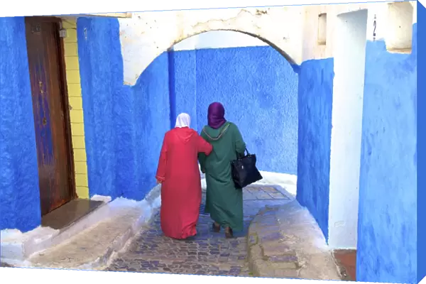 People Walking In Oudaia Kasbah, Rabat, Morocco, North Africa
