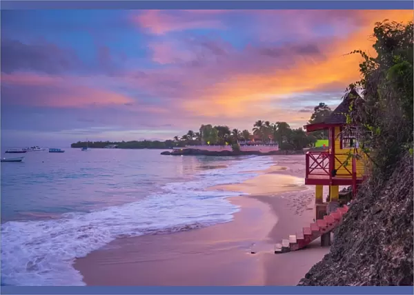 Caribbean, Trinidad and Tobago, Tobago, Store Bay, Store Bay Beach, Lifeguard Hut
