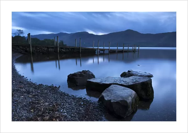 Twilight on the shores of Derwent Water near Ashness Jetty, Lake District, Cumbria, England