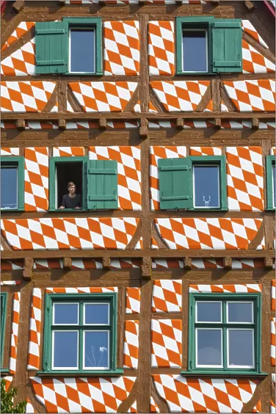 Ornate Half Timbered house in Ulms Fishermen and Tanners district, Ulm, Baden-Wurttemberg