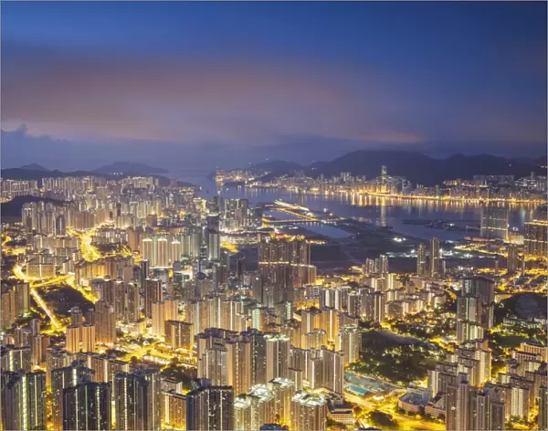 View of Kowloon and Hong Kong Island, Hong Kong, China