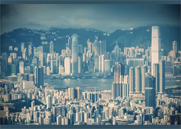 View of Kowloon and Hong Kong Island, Hong Kong, China