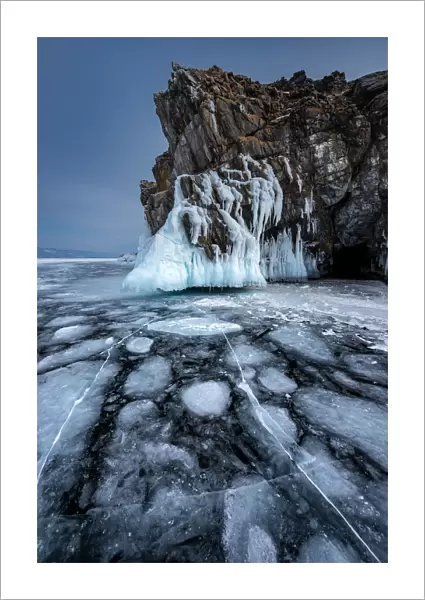 A particular form of the ice at lake Baikal, Irkutsk region, Siberia, Russia