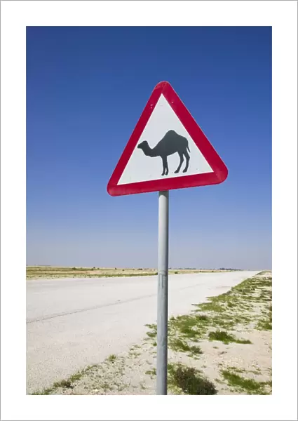 Qatar, Al-Zubara, Road Sign-Road to Al-Zubar