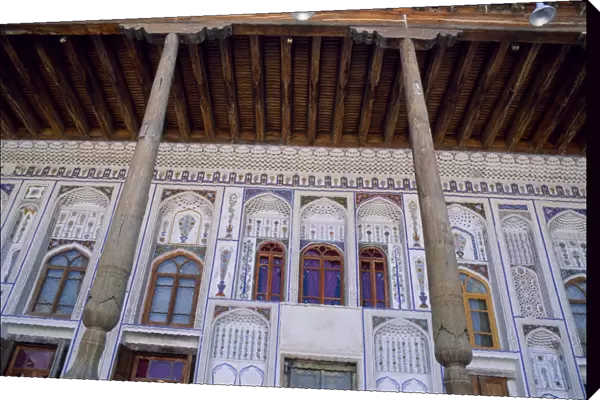 The elaborate tiled facade of Fayzulla Khujayev House