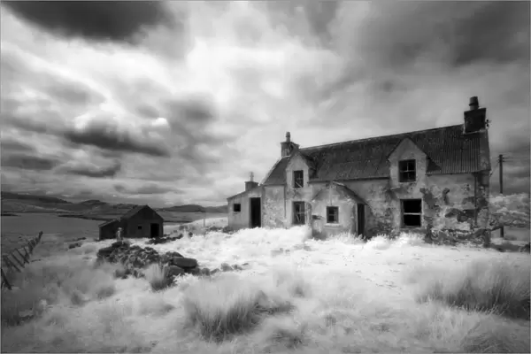 Infrared image of a derelict farmhouse near Arivruach, Isle of Lewis, Hebrides