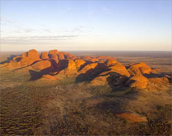 Aerial View of Kata Tjuta at sunrise, Red Center. Northern Territory, Australia