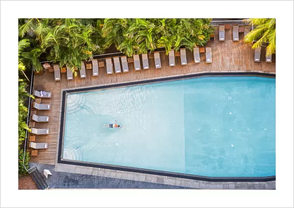 Aerial View of Swimmer in Pool, Hamilton Island, Queensland, Australia