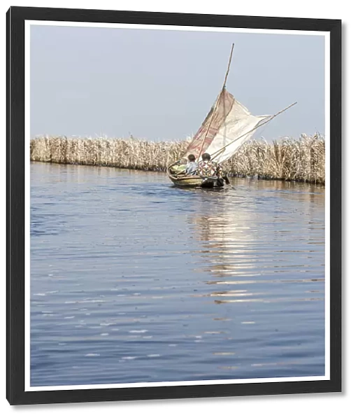 Africa, Benin, Lac Nokoue. Sailing in the lagoon
