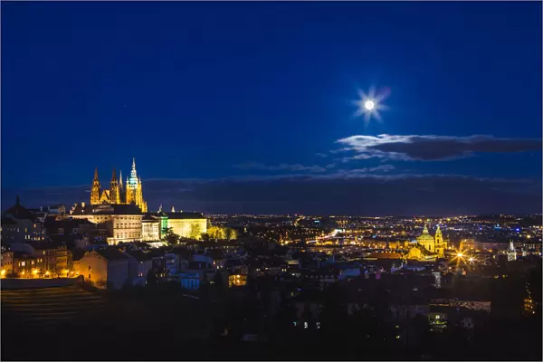 Prague Castle at night; Prague, Czech Republic