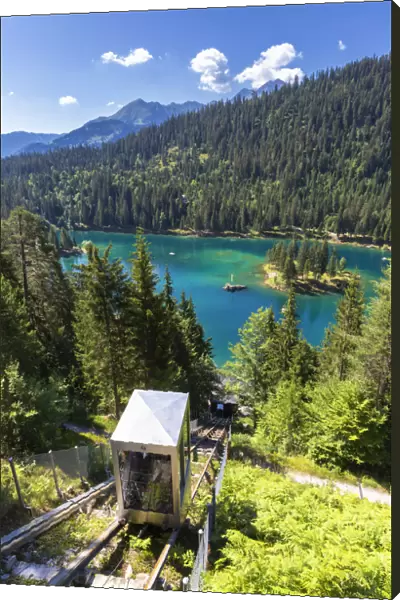 Touristic funicular above the Caumasee, Flims, District of Imboden, Canton of Grisons