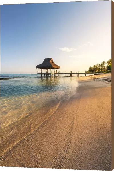 Playa Blanca, Punta Cana, Dominican Republic, Caribbean Sea. Thatched hut on the beach