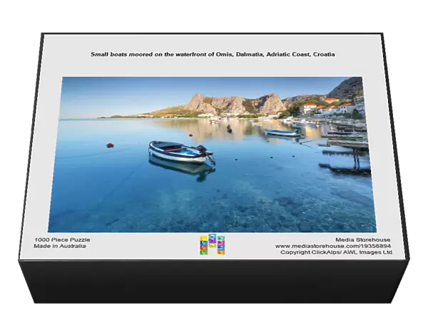 Small boats moored on the waterfront of Omis, Dalmatia, Adriatic Coast, Croatia