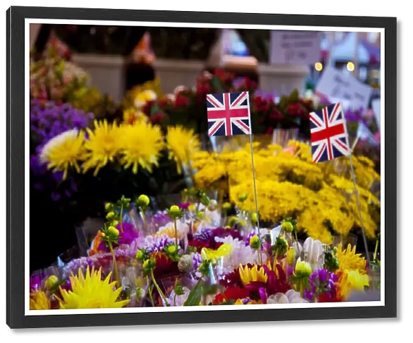 Newark, England. Fresh flowers are sold on the market