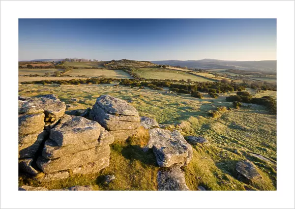 Looking northeast from a granite outcrop at Mel Tor, Dartmoor National Park, Devon
