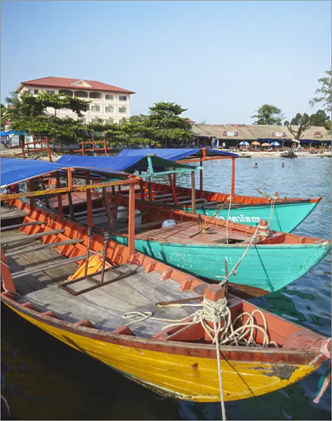 Boats at Ochheuteal Beach, Sihanoukville, Cambodia