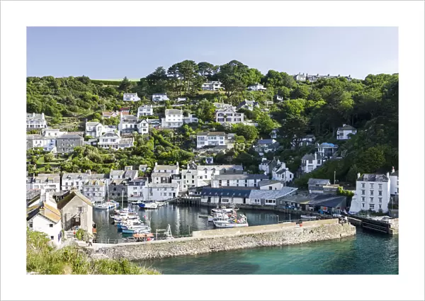 Polperro harbour and village, Cornwall, England. Summer