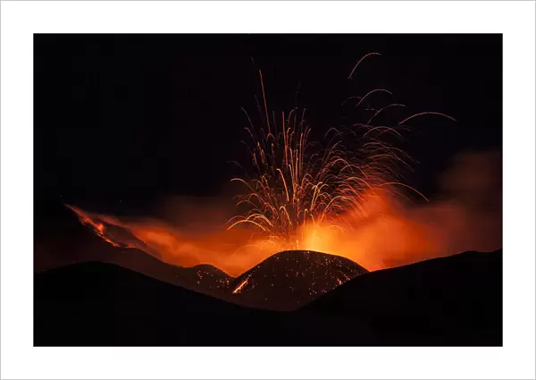 Italy, Mt. Etna, Sicily, Strombolian activity at the Southeast Crater